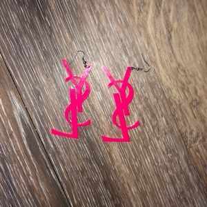 Yves Saint Laurent Jewelry - YSL earrings, plastic, bedazzled Yves Saint Laurent Jewelry - YSL earrings, plastic, bedazzled